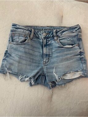 American Eagle Outfitters Light Blue Distressed Denim Shorts